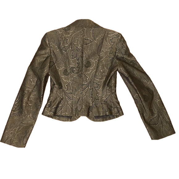 Michael Kors Paisley Jacquard Silk Blend Blazer Brown Green size 6 - Picture 3 of 9